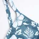 ZAFUL Women's Spaghetti Strap Tankini Swimsuits V Neck Tummy Control Tie Side Thong Bikini Swimsuits 2 Piece Bathing Suits (Large, 7-blue)