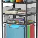 2 Drawer File Cabinet with Adjustable Dividers - 4-Tier Mobile Vertical Filing Cabinet on Lockable Wheels,Hanging File Organizer Cart for Letter-Size,Rolling Utility Cart for Home Office