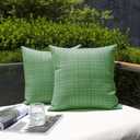 Kevin Textile Pack of 2 Spring Decorative Outdoor Waterproof Throw Pillow Covers Stripe Square Pillowcases Modern Cushion Cases for Patio Couch Bench 20 x 20 Inch Sage Green