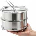WUWEOT Stackable Steamer Insert Pans, 7.8 Inches Stainless Steel Pot-in-Pot Baking Pan, 2 Tier Pressure Cooker Accessories with Sling Handle and Silicone Gloves for Instant Pot