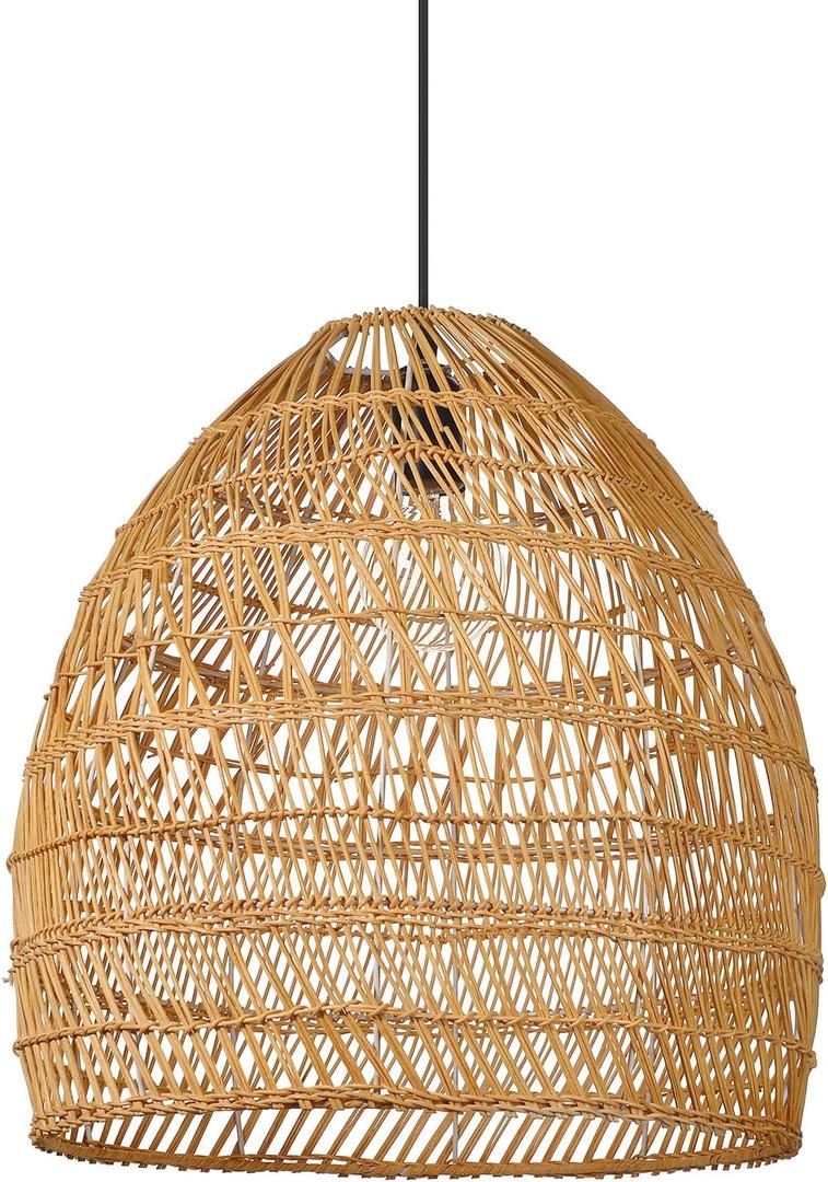 Arturesthome 17.7" Rustic Woven Rattan Pendant Light, Coastal Lighting Fixture, Vintage Farmhouse Lampshade Chandelier Hanging Ceiling Lamp Shade for Kitchen Island Dining Room