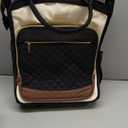 Rolling Backpack for Women, Travel Backpack with Wheels, Dual-Opening Wheeled Laptop Backpack, Stylish Rolling Laptop Bag, Overnight Underseat Carry on Luggage for College Business Work, Beige Brown