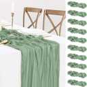 10 Pack Sage Green Cheesecloth Table Runner 10FT Cheese Cloth Runner Boho Sheer Gauze Table Runner for Baby Shower Birthday Party Summer Wedding Table Decorations