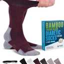 Doctor's Select Bamboo Viscose Black Diabetic Socks for Men - 6 Pairs Crew Stretch Top Mens Diabetic Socks (Large)