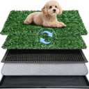 Dog Grass Pad with Tray,16"x20" Dog Litter Box, Artificial Turf Potty System with 2 Reusable Grass Patches + Washable Pee Pads, Portable Indoor Outdoor for Balcony Patio Apartment