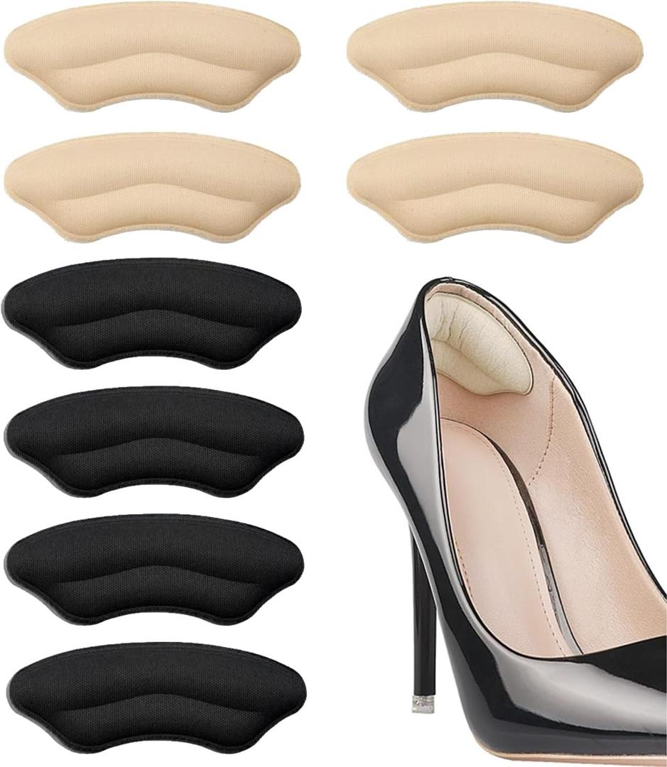 4 Pairs Heel Pads for Shoes, Self-Adhesive Heel Grips for Women & Men Loose Shoes, Heel Cushion for Pain Relief & Prevent Blisters, Comfort Shoe Filler Inserts, Size Reducer for Too Big Shoes (Mix)