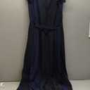 BTFBM Women Summer Bohemian Floral Casual Wrap V Neck Ruffle Cap Sleeveless Belt A-Line Pleated Hem Midi Sun Dress  XL