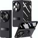 for OnePlus Open Case with Privacy Screen Protector, All-Inclusive Phone Case with Hinge Protection Screen Protector Scratch-Resistant Kickstand Hard PC Protective Cover for OnePlus Open Black