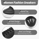 Eydram Womens Sneakers White Faux Leather Tennis Shoes with Memory Foam Insole Low Top Platform Shoes for Women Lace Up Casual Sneakers （Black US7）