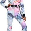 GSOU SNOW Ski Suit Women Snowsuit Slim One Piece Jumpsuit Snow Jackets Waterproof Winter Windproof Outdoor Sports Warm (Medium, Multicolor)