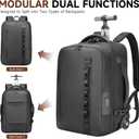2-in-1 Detachable Carry On Rolling Backpack - Splits into Two Bags for Travel, 50L Wheeled Backpack with 17.3 Padded Laptop Sleeve, USB Charging Ports, TSA Lock, Waterproof Luggage Suitcase
