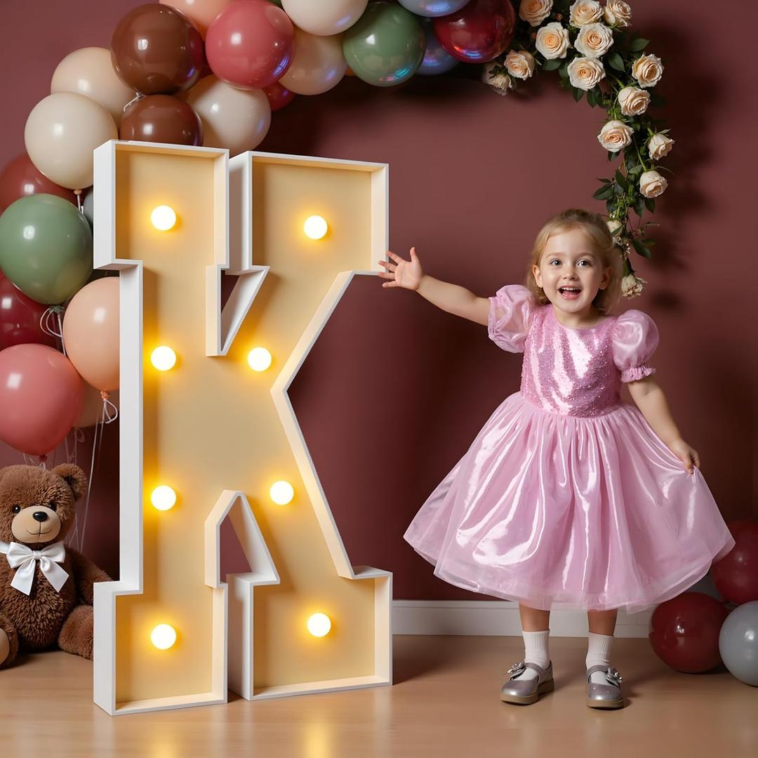 Imprsv Marquee Letter K, 3FT White Foam Board Art Craft Kit for Baby Shower, Wedding Decorations, Party Backdrop Decor