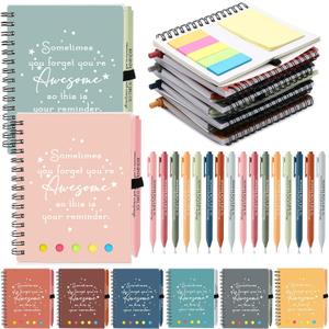 Resurhang 24 Set Cna Nurse Week Gifts Employee Appreciation Gift for Coworker Staff Thank You A6 Spiral Notebook Planner with Sticky Note Ballpoint Pen for Office (Light Color)