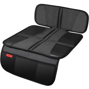 Car Seat Protector - Seat Protection Mat - Thick Padding - Durable, Waterproof Fabric, Leather Reinforced Corners & 3 Pockets for Handy Storage Black (1 Standard Black)