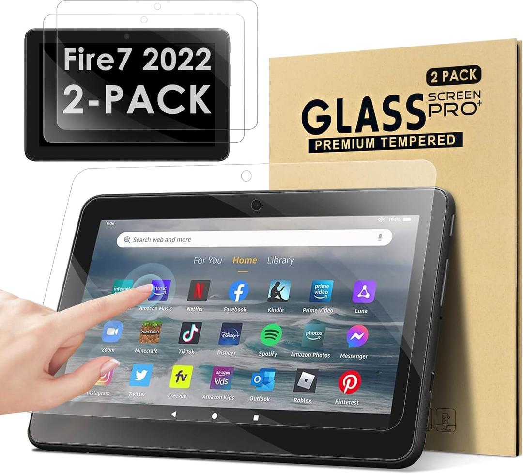 2-PACKDETUOSI Screen Protector for Amazon Kindle All-New Fire 7 / Fire 7 Kids (12th Generation, 2022) 7.0-inch, Ultra-Clear/Case-Friendly/Touch Sensitive/Bubble Free/Anti-Scratch Tempered Glass Mica