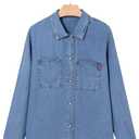 Sidefeel Women's Denim Shirts Button Down Jean Shacket Spring Outfit 2025 Long Sleeve Chambray Blouse Top (Medium, Light Blue)