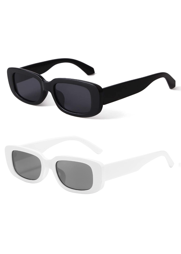 BUTABY Rectangle Sunglasses for Women Retro Driving Glasses 90’s Vintage Fashion Narrow Square Frame UV400 Protection