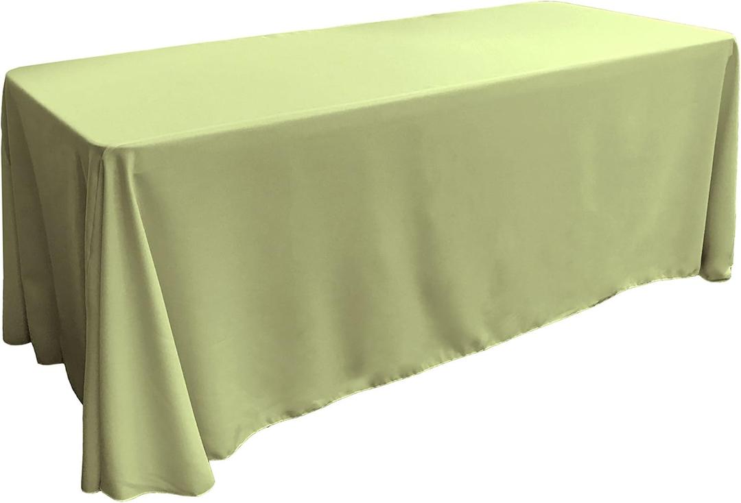 LA Linen Polyester Poplin Washable Rectangular Tablecloth, Stain and Wrinkle Resistant Table Cover 90x132, Fabric Table Cloth for Dinning, Kitchen, Party, Holiday 90 by 132-Inch, Sage