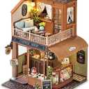 TuKIIE DIY Miniature House Kit with Furniture, 1:24 Scale Creative Room Wooden Mini Dollhouse Plus Dust Proof & Music Movement for Kids Teens Adults(Encounter with Time)