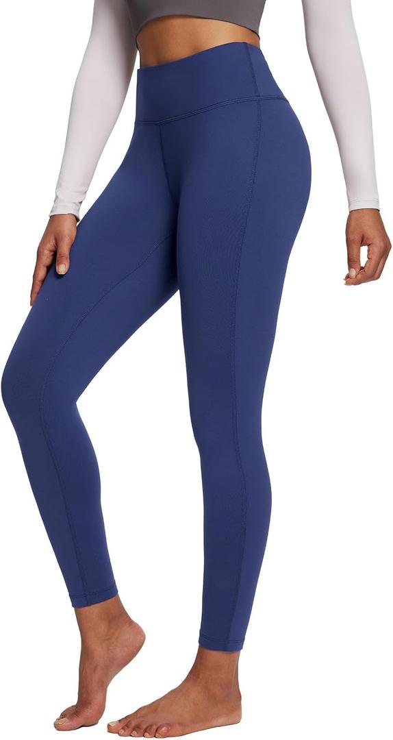 baleaf Women's Petite Fleece Lined Leggings with Pockets, 25" Thermal Winter Warm High Waisted Thick 7/8 Yoga Pants (X-Large)