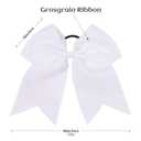 20 PCS 8 Inch Cheer Hair Bows Large Cheerleading Big Hair Bows with Ponytail Holder Hand-made Grosgrain Ribbon Hair Accessories for Teen Girls (White)