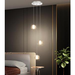 Modern Chandelier Crystal Pendant Light for Kitchen Island Dining Room Bedroom Hallway Silver, 3-Lights Round