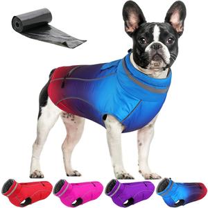 Doglay Waterproof Dog Coat, Reflective Dog Winter Jacket with Pocket & Turtleneck, Warm Puppy Snow Jacket for Small Medium Large Dogs - Gradient Blue Purple Pink, S