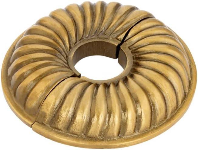 Renovators Supply Manufacturing Aluminum Escutcheon Plate 3.13 in OD Escutcheon 1/2 in IPS Lacquered Antique Gold Finish Radiator Flange (Gold Le Cruller)