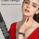 Metal Band Compatible for Fitbit Versa 2/1/Lite/SE, 22mm Dressy Stainless Steel Chain Strap Designer Wristband for Fitbit Versa Smartwatch (Black)