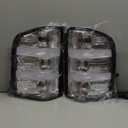 Tail Light Assembly Black Pair Compatible with Chevrolet Silverado 07-13 1500 | 07-14 2500HD 3500HD, OE-Style Replacements, w/Bulb & Harness, Left and Right Side