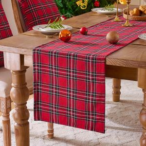 Red Buffalo Plaid Christmas Table Runners 90 Inches Long, Christmas Red Tartan Plaid Dining Table Runner for Home Kitchen, Farmhouse Xmas Kitchen Decorations for Winter Holiday (13x90 Inch, 1 Pack)