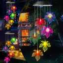 Toodour Solar Wind Chimes, Color Changing Maple Leaf Wind Chime, LED Mobile Wind Chimes, Waterproof Outdoor Wind Chime Lights for Garden, Patio, Party, Window, Thanksgiving