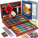 Hapikalor 156-Pack Art Kit Drawing Set with 2 Sketch Book, Crayons, Colored Pencils, Arts and Crafts Art Supplies (Brown)