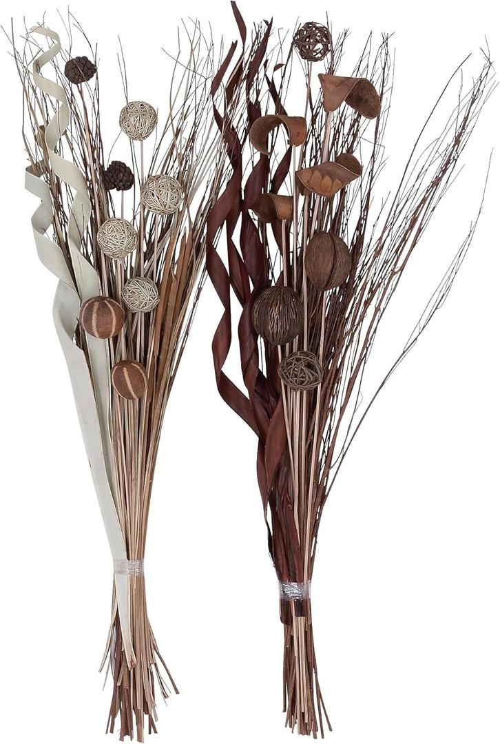 Deco 79 Dried Plant Foliage Home Decor Natural Foliage Natural Dried Foliage, set of 2 Foliage for Decoration 15" x 15" x 46", Brown