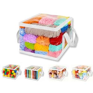 Yarn Storage Bags - Clear Yarn Storage Organizer, Metal Zipper Closure, PVC & Nylon Storage Bag for Knitting, Crochet, Toys, 5 Packs