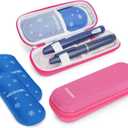 YOUSHARES Insulin Cooler Travel Case, GLP-1 Diabetic Medicine Cooling Bag for Zepbound for Mounjaro Pen, Refrigerated Diabetes Supplies Organizer with 2 TSA Approved Ice Pack (01_Bright Pink)