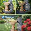 Garden Decor Cat Birdbath Statues, Solar Statues Decor with Butterfly Garden Decor for Home House, Yard Art Lawn, Ornaments, Porch Patio, Balcony - Birthday Gifts for Grandma Mom Women
