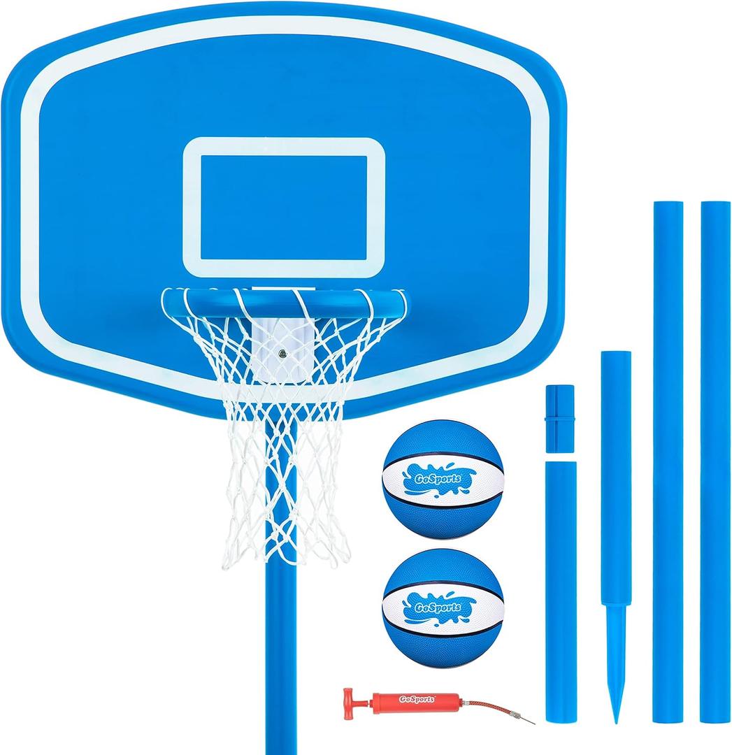 GoSports Splash Hoop UP Above Ground Pool Hoop Basketball Game with 2 Pool Basketballs and Pump