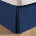 MIYE Pleated Waffle Weave Bed Skirt, Tailored Dust Ruffle 14 Inch Drop Easy Fit, Machine Washable (Navy Blue, King - 14" Drop)