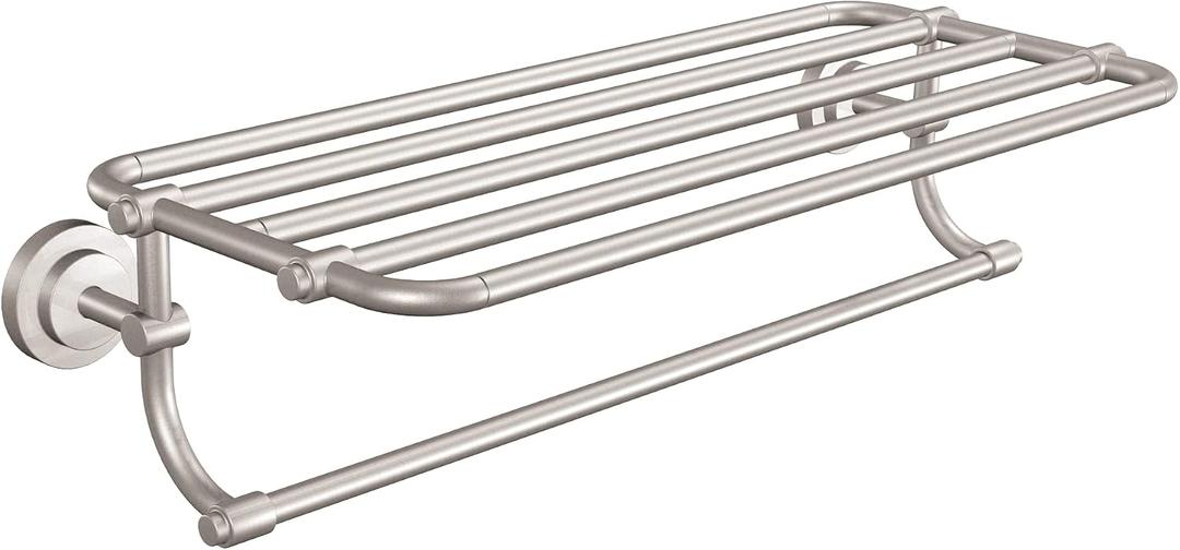 Moen DN0794BN Iso 24-Inch Wide Bathroom Hotel-Style Towel Shelf with Towel Bar, Brushed Nickel