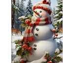 Christmas Snowman Christmas Wall Art Snowman Christmas Winter Canvas Print Posters Christmas Decor Forest Wall Art Seasonal Decor Art (1) 12x18inch(30x45cm)
