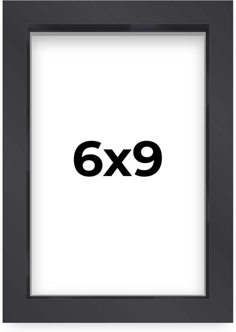 6x9 Shadow Box Frame Contemporary Black Finish | 3/4" Depth of Usable Space| Interior Size 6x9 or 9x6 Inches| UV Resistant Acrylic, Acid-Free Backing, Wall Hangers | Made in USA