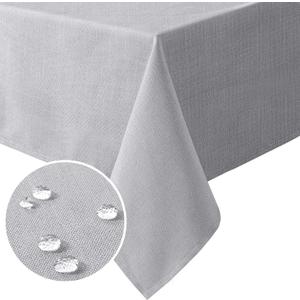 H.VERSAILTEX Linen Textured Table Cloths 60 x 84 Inch Premium Solid Tablecloth Spill-Proof Waterproof Table Cover for Dining Buffet Feature Extra Soft and Thick Fabric Wrinkle Free, Grey (Dove Gray)