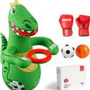 Giant Inflatable Dinosaur Toys for Boys - 47" Kids Punching Bag & Basketball Soccer 3-in-1 Active Play Games - Heavy Duty Bop Bag Toys for Toddler Birthday Gift - 3 4 5 6 7 8 Year Olds