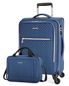 BAGSMART Carry On Luggage 20 Inch,Softside Expandable Suitcase with Spinner Wheels, Luggage 22x14x9 Airline Approved Rolling Lightweight Suitcases for Women Men, Compact Carry-On (Black)