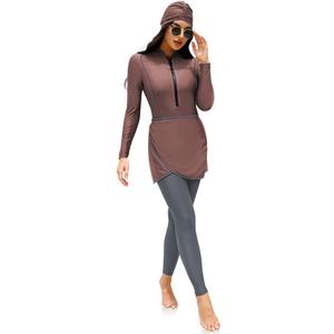 FYMNSI Women Modest Burkini Swimsuits Muslim Swimwear Full Body Islamic Swim Tops Pants Hijab 4 Piece Rash Guard Medium