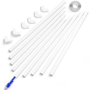 Delamu Cord Cover, 142in Wire Covers for Cords on Wall, Small Cord Cable Hider for 1 Wire, Ease Installation Cords Hider for Wall Mount TV, Paintable Cable Cover Raceway, L15.7 W0.59 H0.4in, White