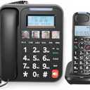 ORNIN D2015 DECT 6.0 Expandable Corded/Cordless Phone System with Answering Machine, Caller ID, Big Buttons, Speakerphone, Audio Assist - Home & Small Business