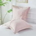 WINLIFE 100% Cotton Quilted Euro Sham Covers, 2 Pack Cotton 26'' x 26'' Pillow Covers, Soft and Breathable Euro Shams, Square Pillow Shams, Dusty Pink