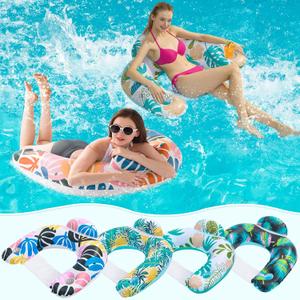 4 Pack Pool Floats Adult,OKSUWATER Pool Floaties for Adults with Two Cup Holders Inflatable Pool Floats Chairs, Lake Floats for Adults Applies to Water Play Party